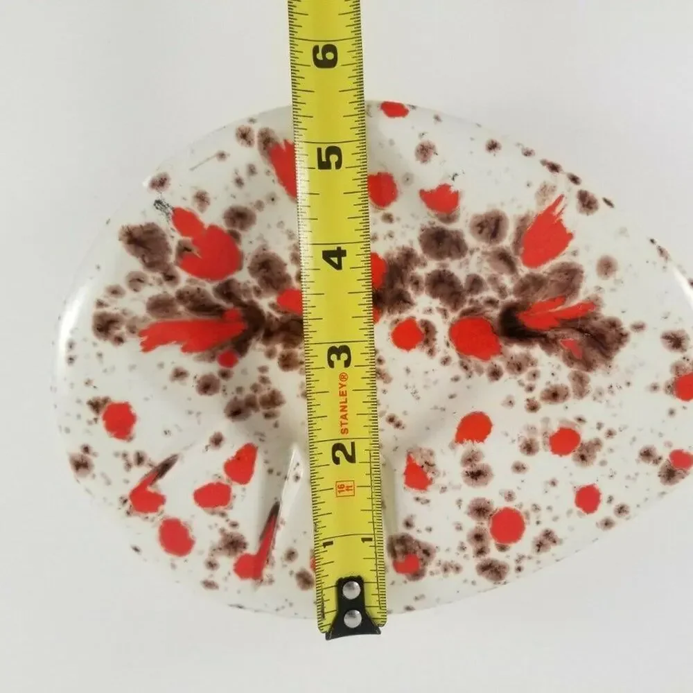 Vintage Ashtray Atomic Boomerang Mid Century Splatter Drip Glaze Ceramic